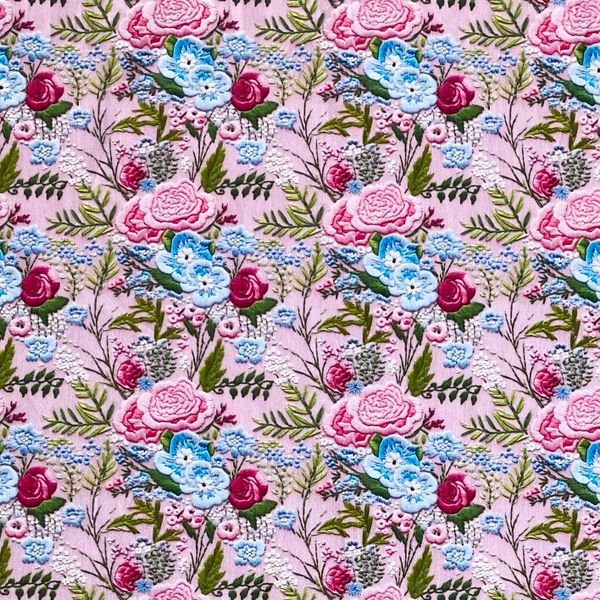 ИМИТАЦИЯ ЦВЕТОЧНОЙ ВЫШИВКИ #9, остаток 0,8 м 100% хлопок Handmade Fabrics 1