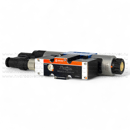 4WREE6E32-2X/G24K31/A1V - Пропорциональный распределитель с обратной связью по положению золотника со встроенным усилителем Ду6, A1 = ±10 В, номинальный расход 32 л/мин, схема E