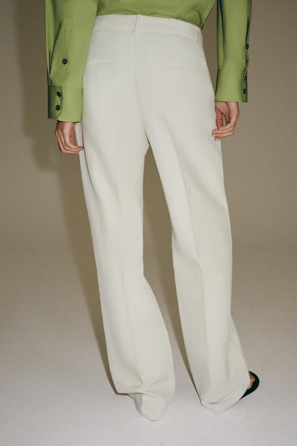 ZARA БРЮКИ ИЗ СМЕСОВОГО ЛЬНА — ZW COLLECTION, ЦВЕТ ЛЬДА