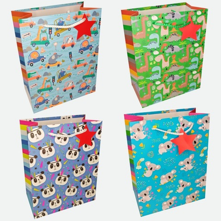 Пакет подар. бумажн. 18*23*10 см 210 гр/м2 Детки, 4 дизайна