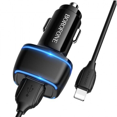 Автомобильная зарядка Borofone BZ14 12w 2 USB, 013305 Чёрный