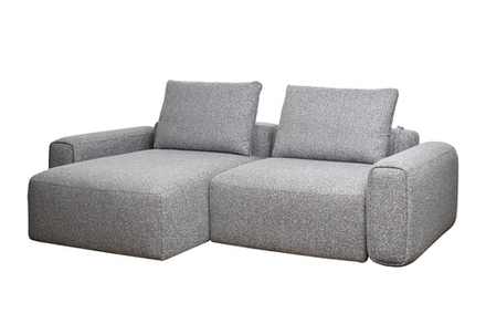 Диван Garda Decor трехместный Турин (Turin)(2 секции) с канапе и мех черно, серый Santo1606 255*163,568 см