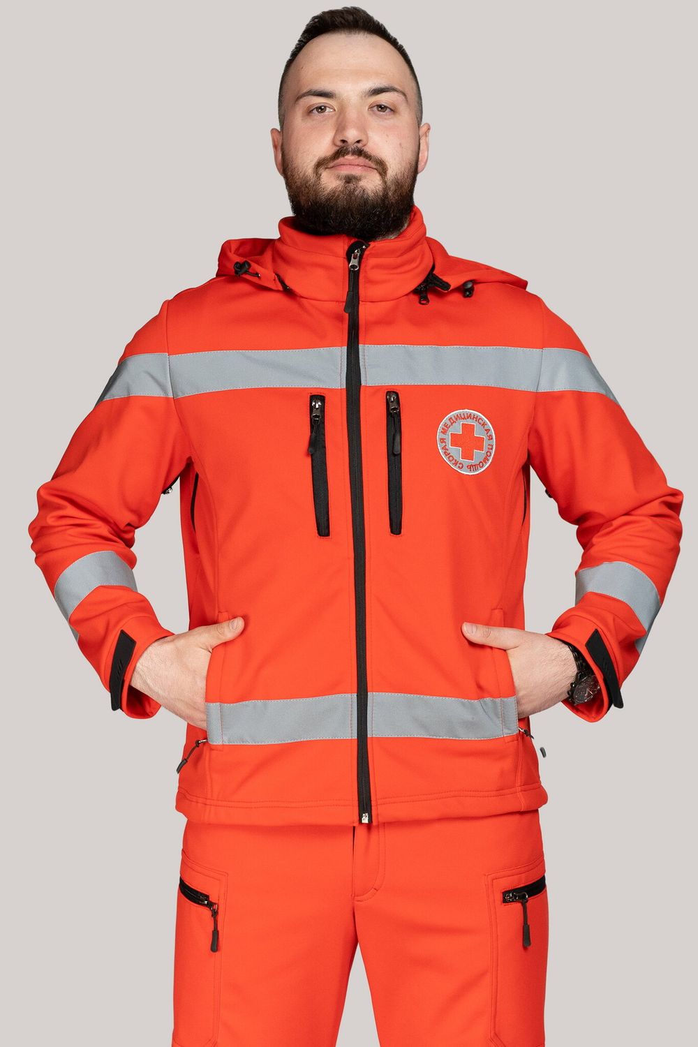Куртка демисезонная мужская Скорая помощь MedicLine SOFTSHELL красная