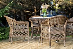 "Сицилия" обеденная группа плетеная, цвет коричневый