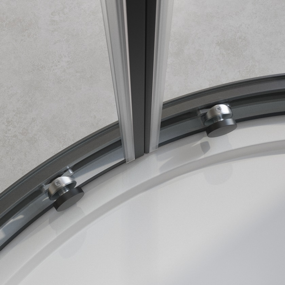 Душевой уголок Cezares RELAX-304-R-2-90-C-GM, 90х90х200, профиль оружейная сталь, прозрачное стекло