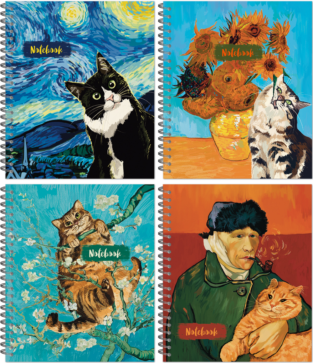 Тетрадь общая 96 листов на металлическом гребне "В стиле Ван Гога"