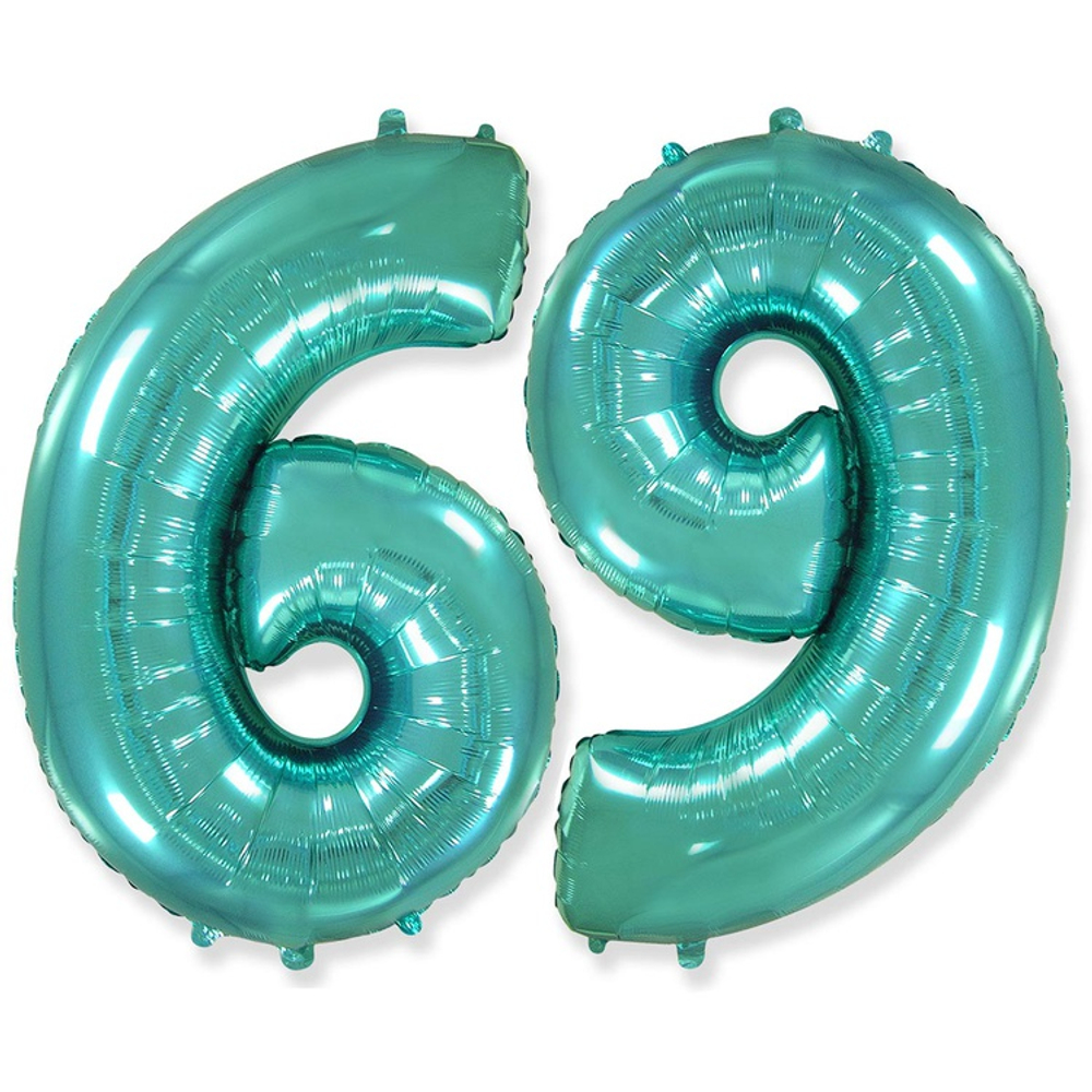 Шар фольгированный Цифра 6 101 см (Бирюзовый)