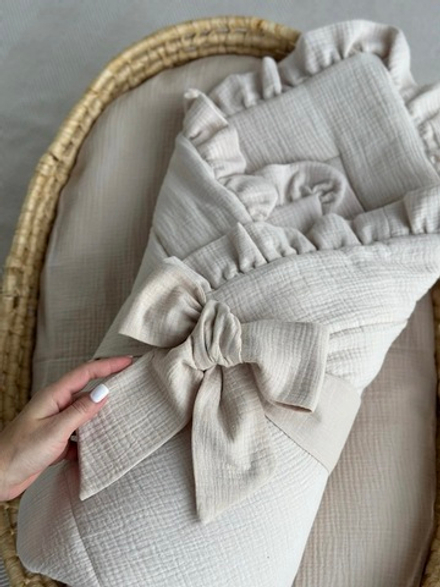 Плед из муслина с рюшами, Бежевый