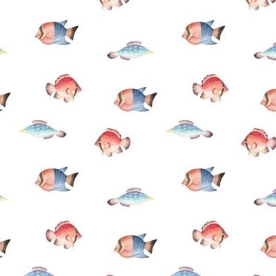 разноцветные акварельные рыбки