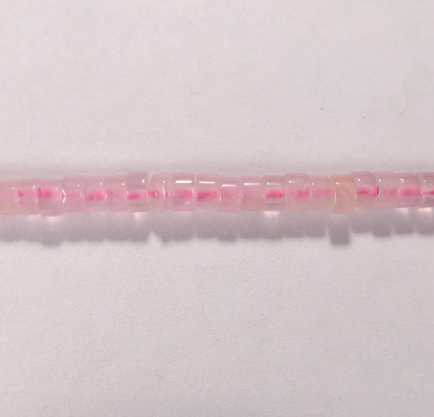 Бусина из кварца розового, фигурная, 2x4 мм (рондель, гладкая)