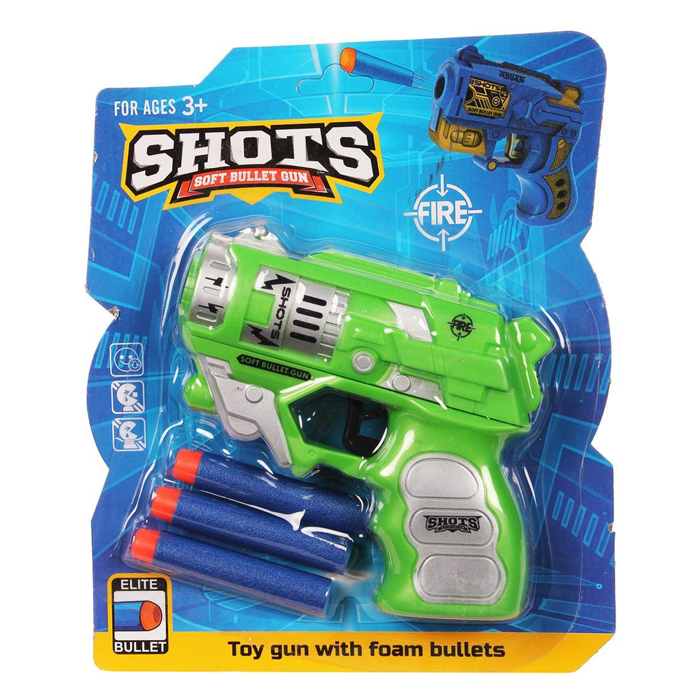 Пистолет с мягк.пулями 17см, блистер HW-508A