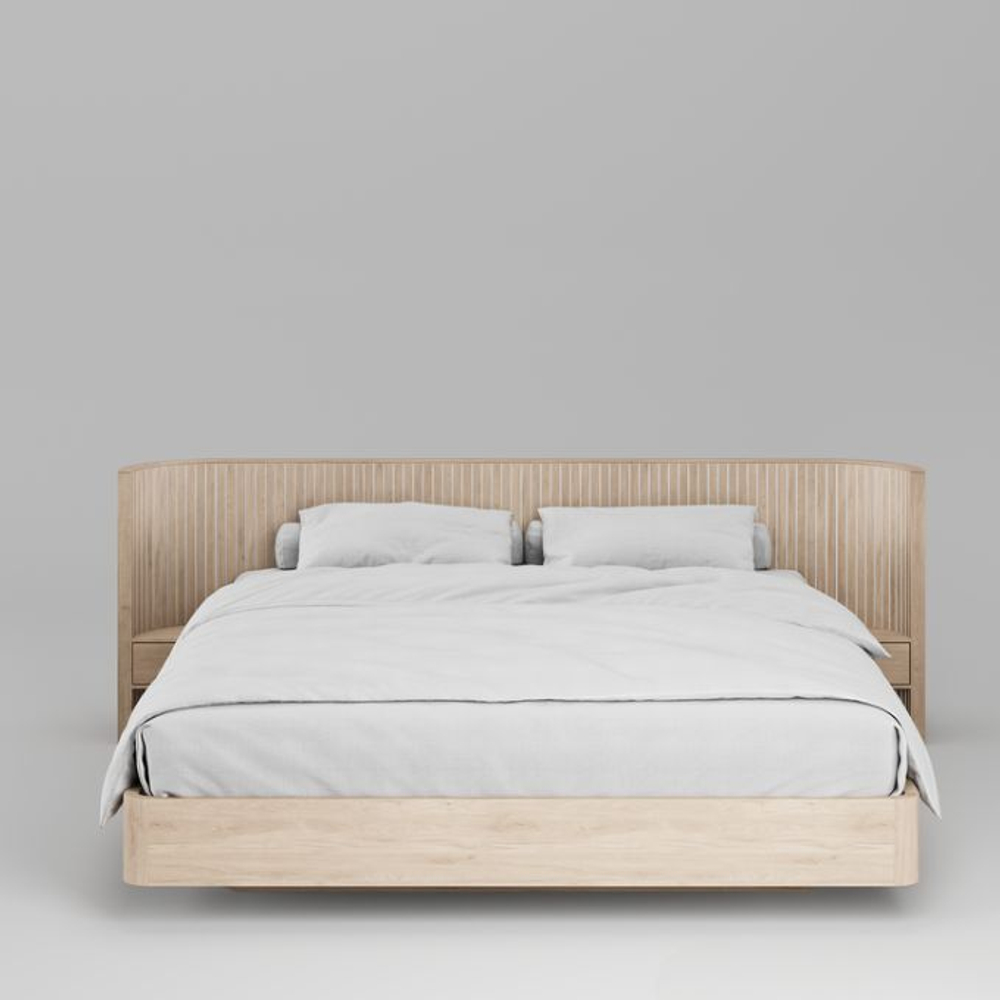 Кровать Эклипс с тумбами 180x200 (беленый дуб), высота 96 см