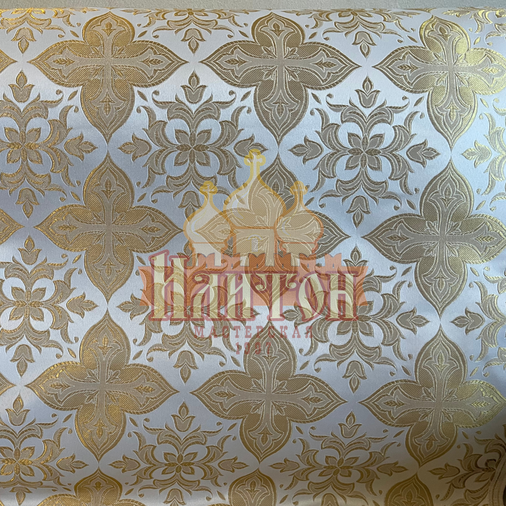 Парча "Вера" белая с золотом