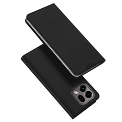 Чехол книжка из кожи черного цвета для OPPO Find X9 и X9s, серия Skin Pro Series от Dux Ducis
