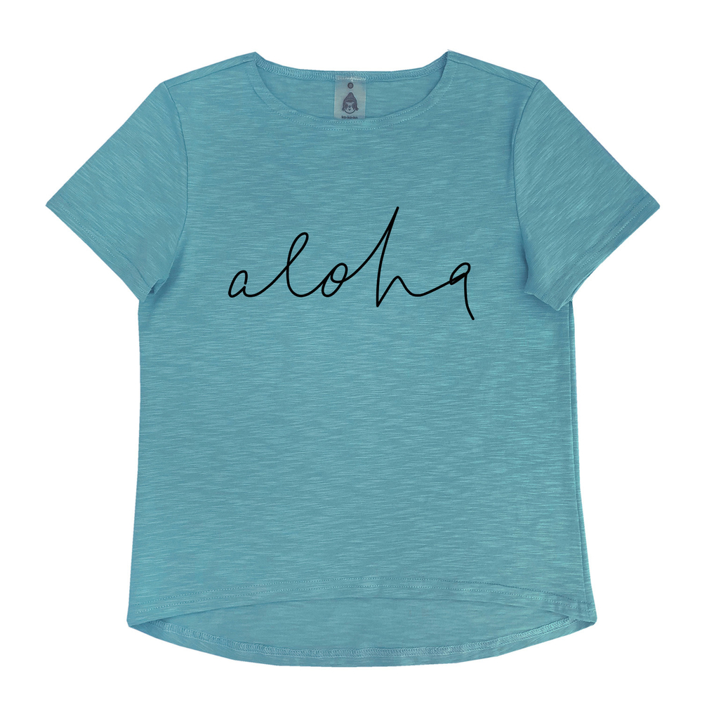 Футболка "Aloha" бирюзовая (взрослые и детские)