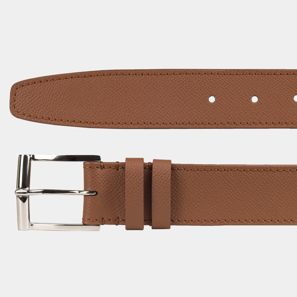 Женский ремень 35мм из кожи сафьяно, цвета карамель