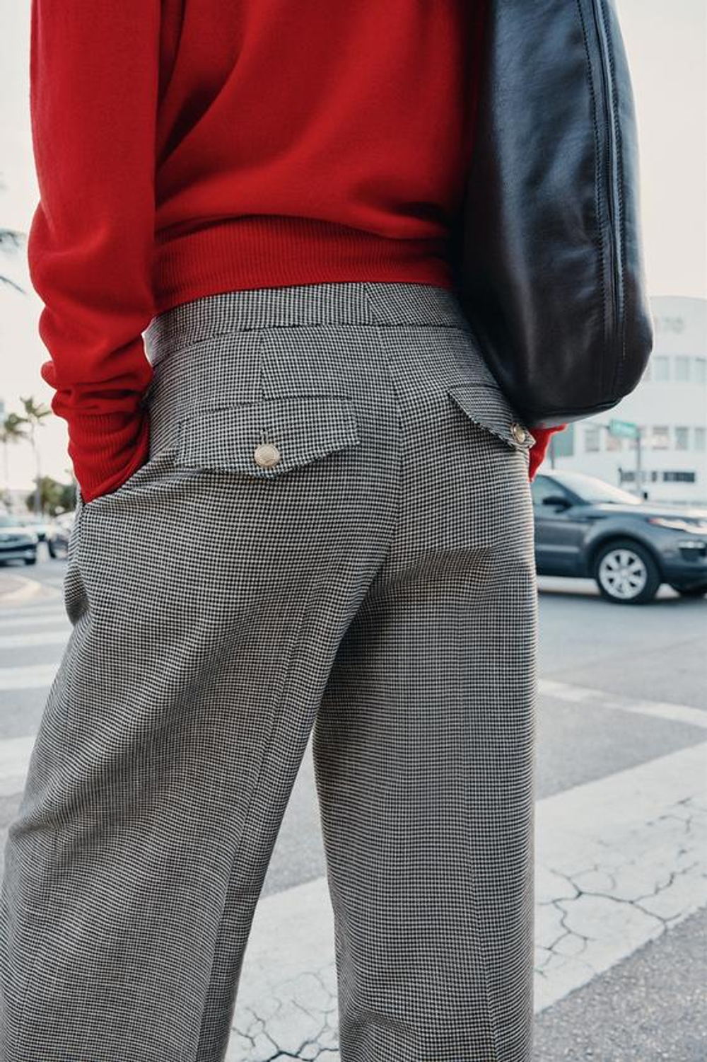 ZARA ШИРОКИЕ БРЮКИ «ГУСИНАЯ ЛАПКА», ЧЕРНЫЙ/ЭКРЮ