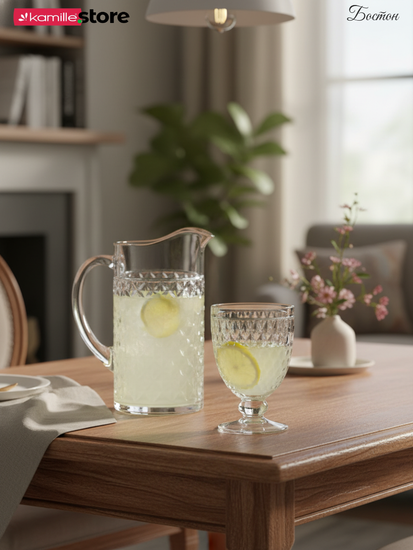 Набор бокалов 6 шт. 325 мл. на ножке, стеклянные с огранкой