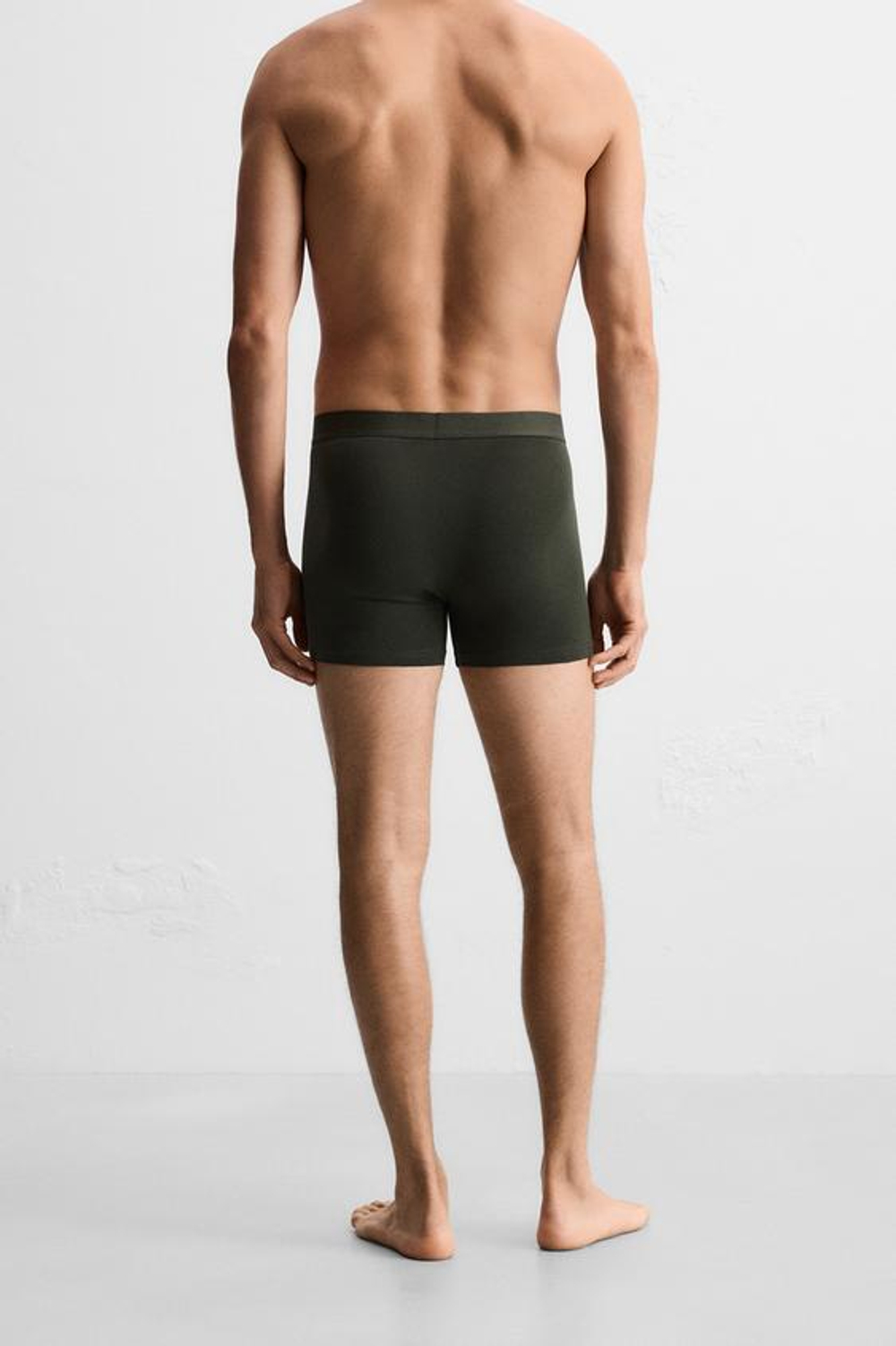 ZARA НАБОР ИЗ ТРЕХ БАЗОВЫХ ТРУСОВ-БОКСЕРОВ, ХАКИ