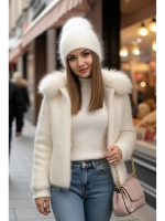 шапка ангора зимняя пушистая вязаная модная