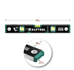 Магнитный уровень KRAFTOOL с зеркальным глазком, 400 мм 34785-40