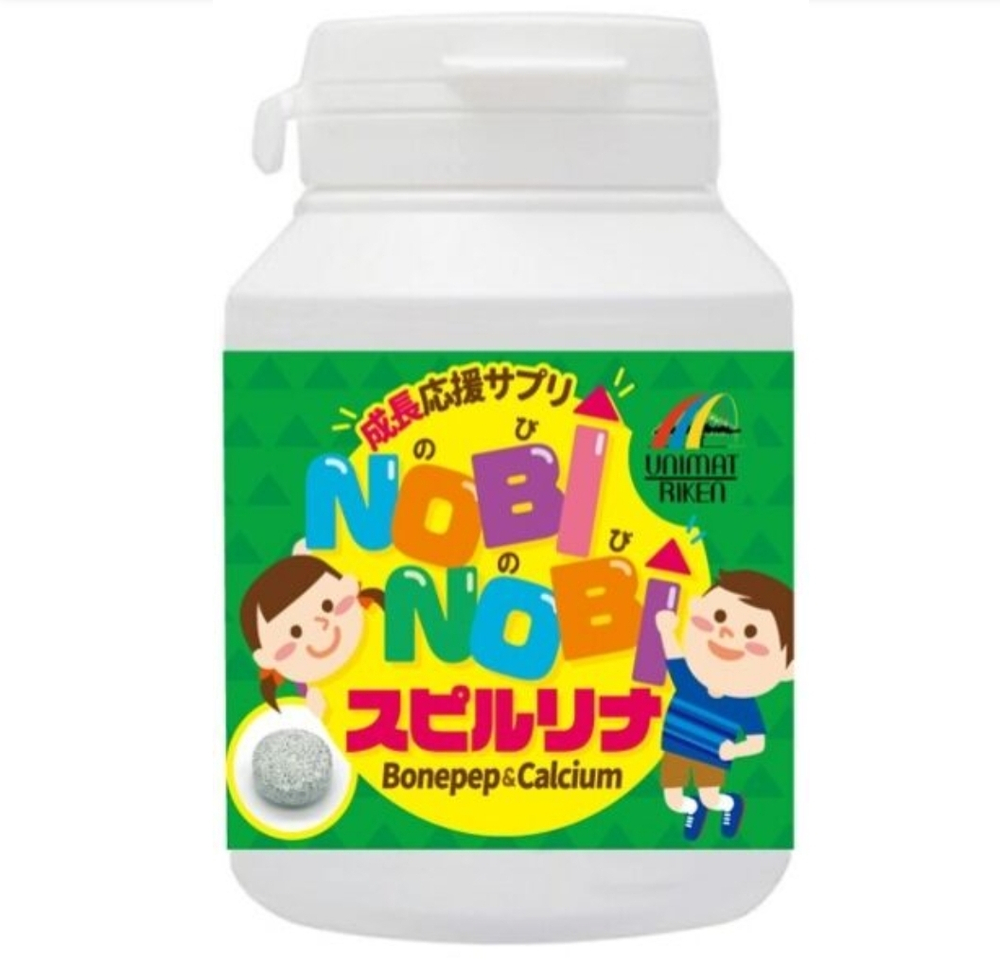 Unimat Riken NOBINOBI Spirulina Витамины для поддержания здоровья детей со спирулиной и кальцием, 150 шт