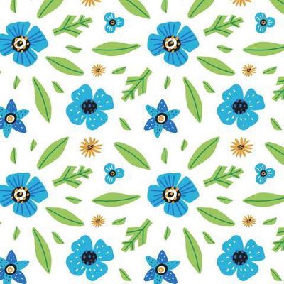 Голубые цветы на белом