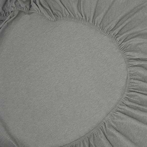 Простыня на резинке из хлопкового трикотажа серого цвета из коллекции essential