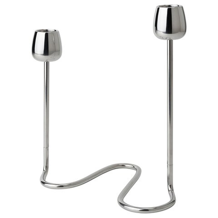 SILVERPÄRON Подсвечник на 2 свечи, серебряный.20 см