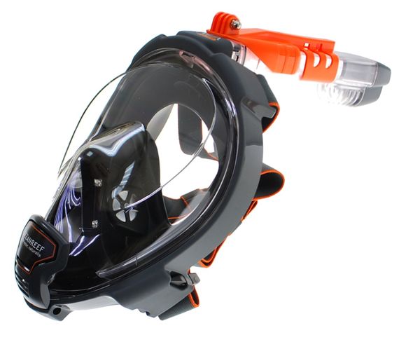 Маска полнолицевая Oceanreef ARIA QR+ для сноркелинга, с держателем камеры черный/черный