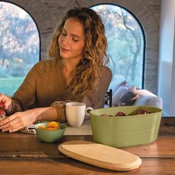 Хлебница с бамбуковой крышкой Tierra, 3 л, светло-зеленая