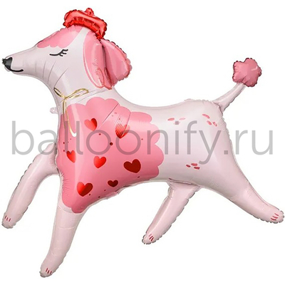 Шар (33''/84 см) Фигура, Пудель, Розовый, 1 шт. в уп.