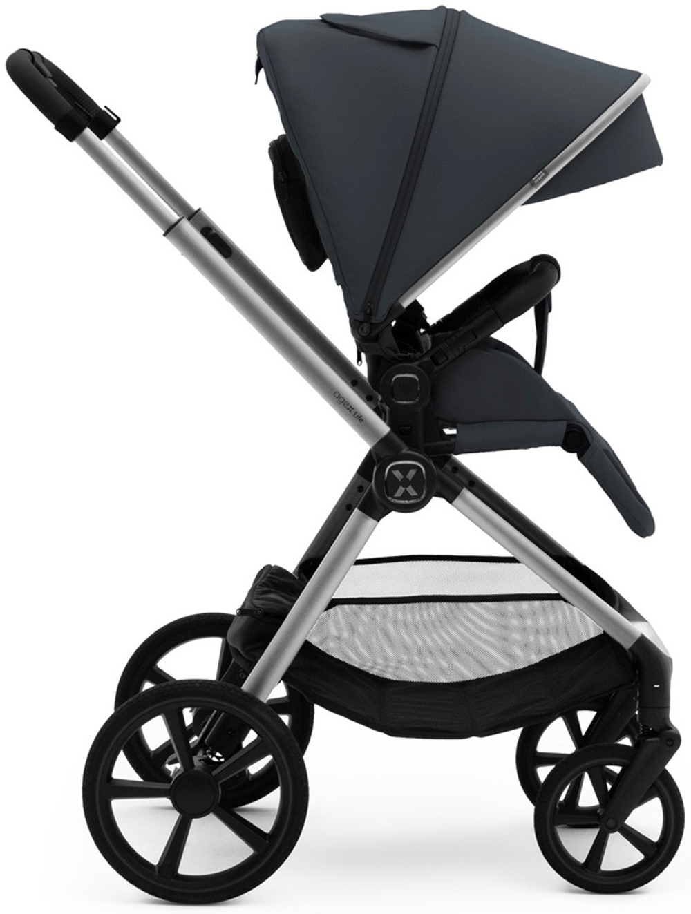 Коляска Agex Life 3 в 1 хромированная рама с автокреслом i-Safe Grey ALM606 Midnight Grey (Темно-серый)