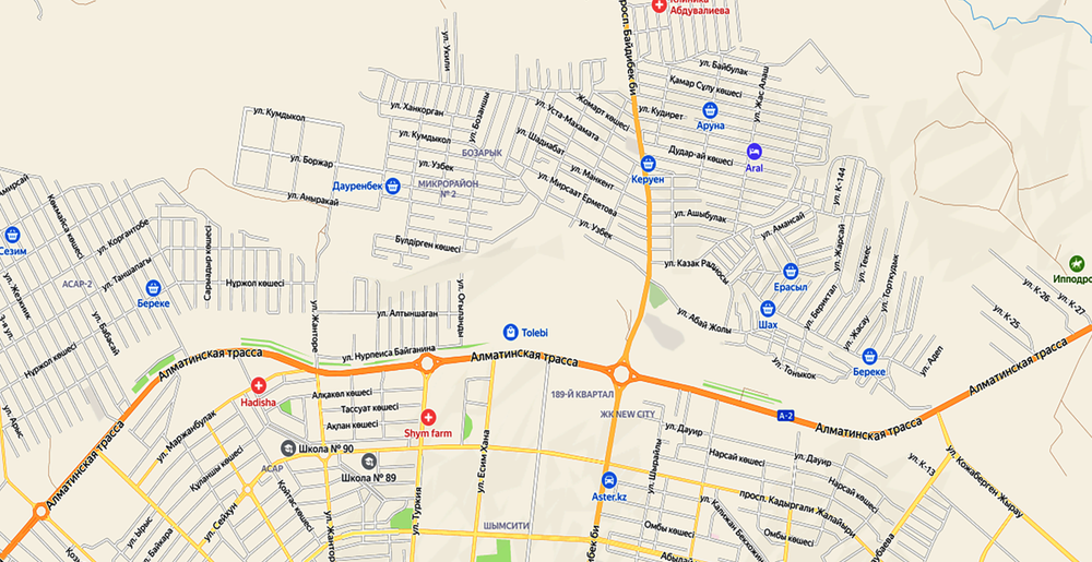 План - схема города Шымкент на стену 2026 год 150 см х 140 см