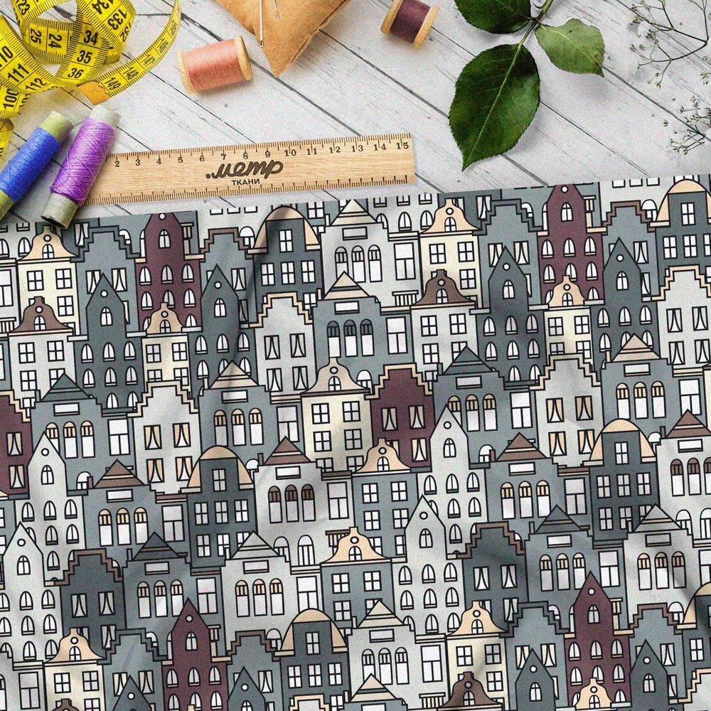 Ткань габардин многослойные серые дома