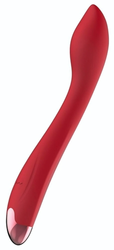 Красный изогнутый вибратор для массажа точки G - 23 см. (Цвет: красный)