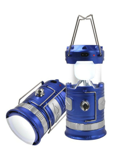 Фонарь трансформер светодиодный аккумуляторный Blue (1 LED+6 LED, зарядка 220V + солнечная батарея) Forsage F-RF-D017(blue)