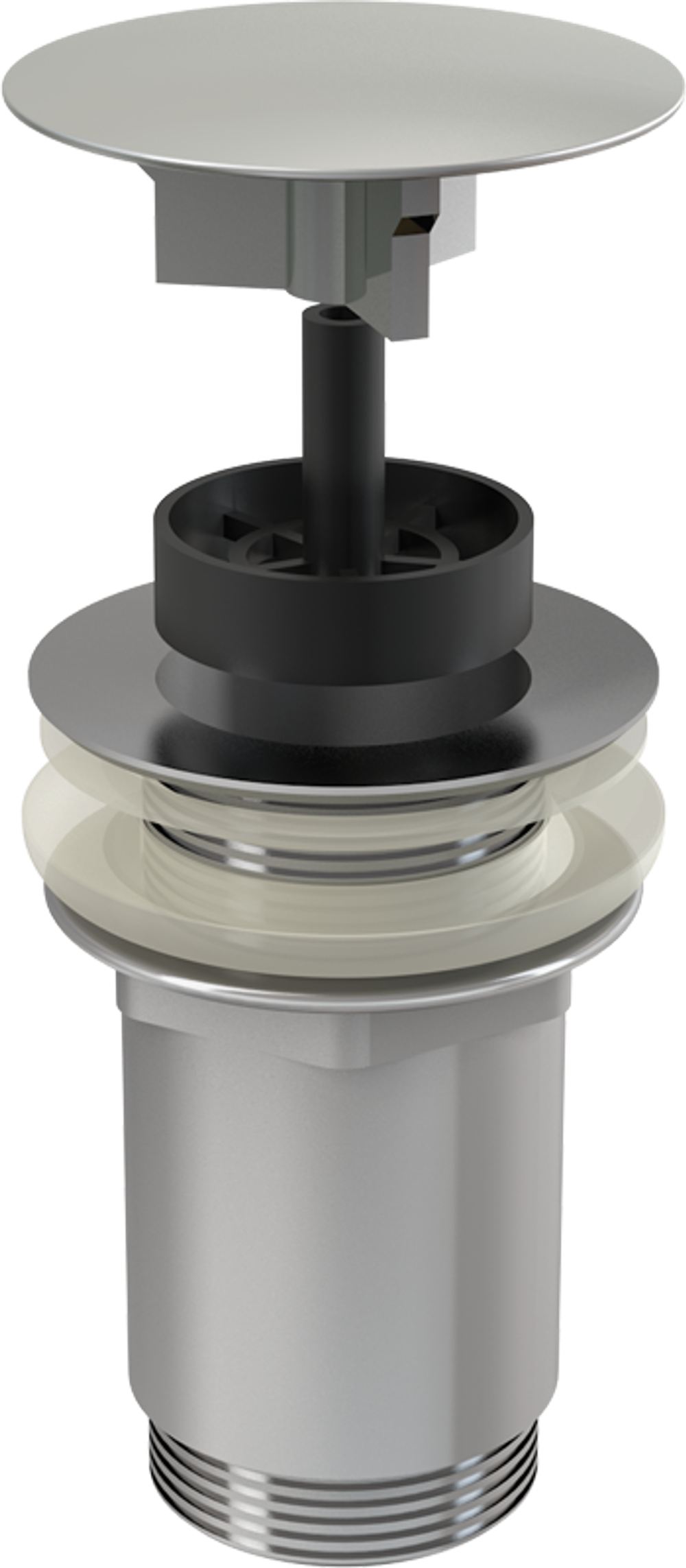 Водослив A396 для умывальника 5/4 цельнометаллический с большой пробкой, для умывальников без перели