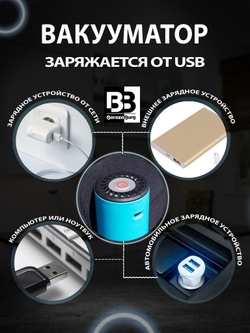 Вакууматор 500 mAh USB BerezaBurg Bbvacblu050003, голубой, с подсветкой