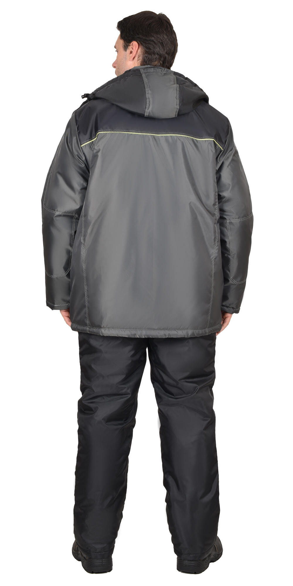 Куртка зимняя тёмно-серая с черным тк. Оксфорд