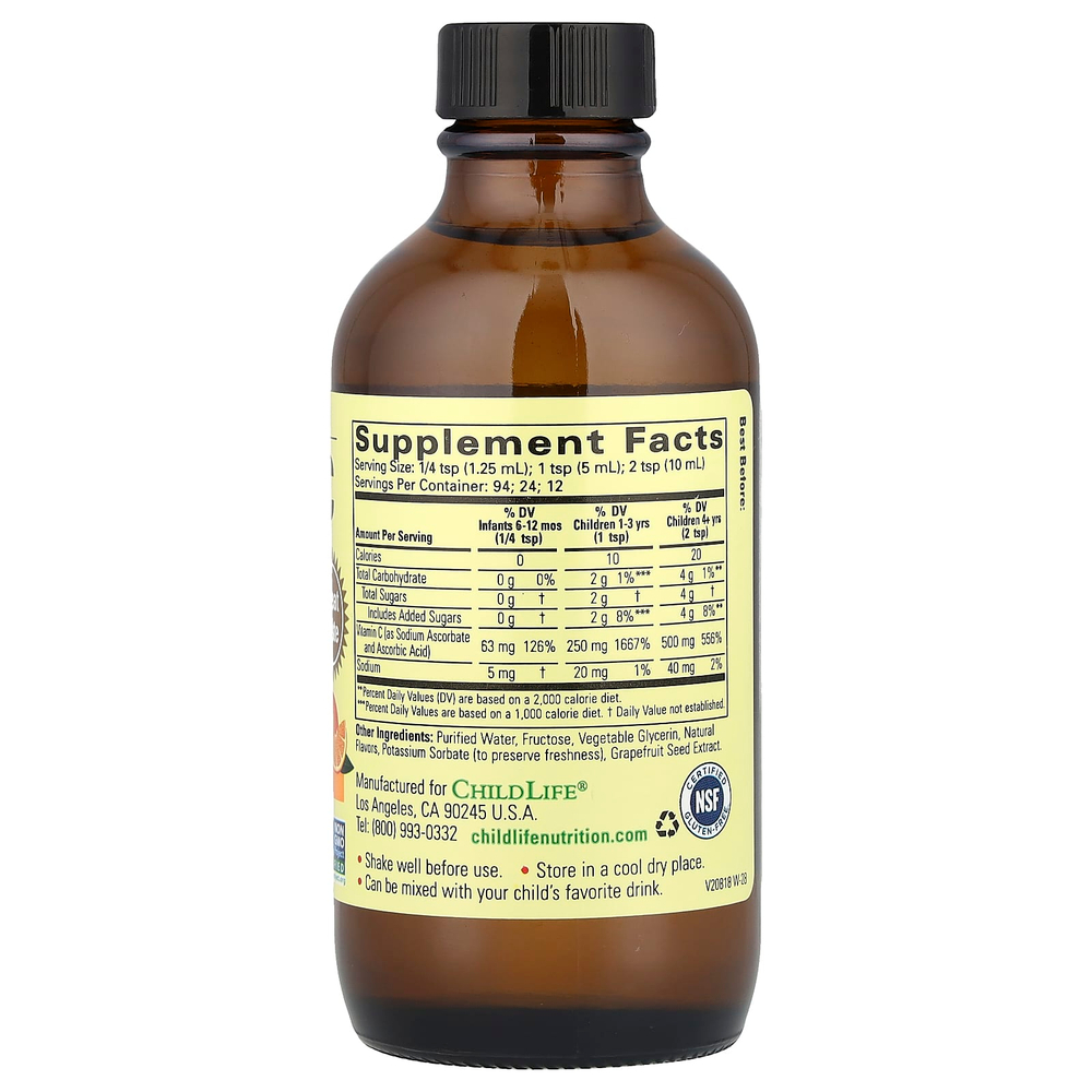 ChildLife Essentials, жидкая добавка с витамином C, натуральный апельсин, 118 мл (4 жидк. унции)