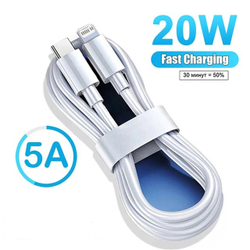 Кабель быстрой зарядки iPhone Lightning Type-C PD 5A 20W 1м