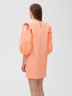 Платье с воланами в клетку кораллового цвета цвета