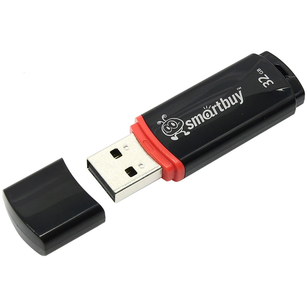 Память 32GB, Smart Buy, Crown, Flash USB 2.0, чёрный, пластик. корпус
