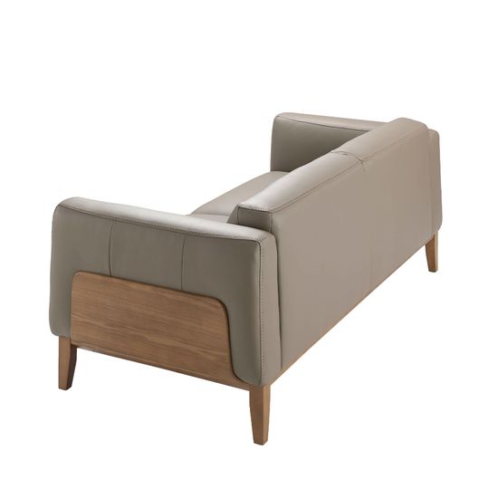 Диван 5353-3P /6029 3-х местный кожаный бежевый с каркасом из ореха