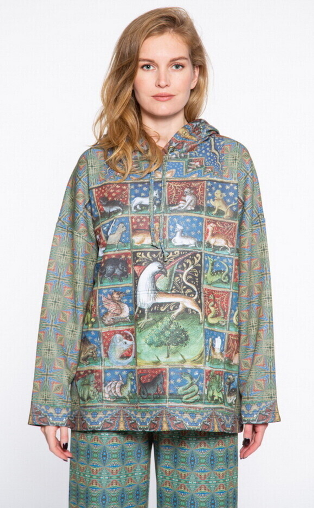 Комплект (худи и брюки) "Бестиарий", по мотивам Бестиария Бартоломея Английского, 15 век