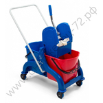 Двухведерная тележка FILMOP FRED 2х15 л на пластиковой базе с рильсановой ручкой