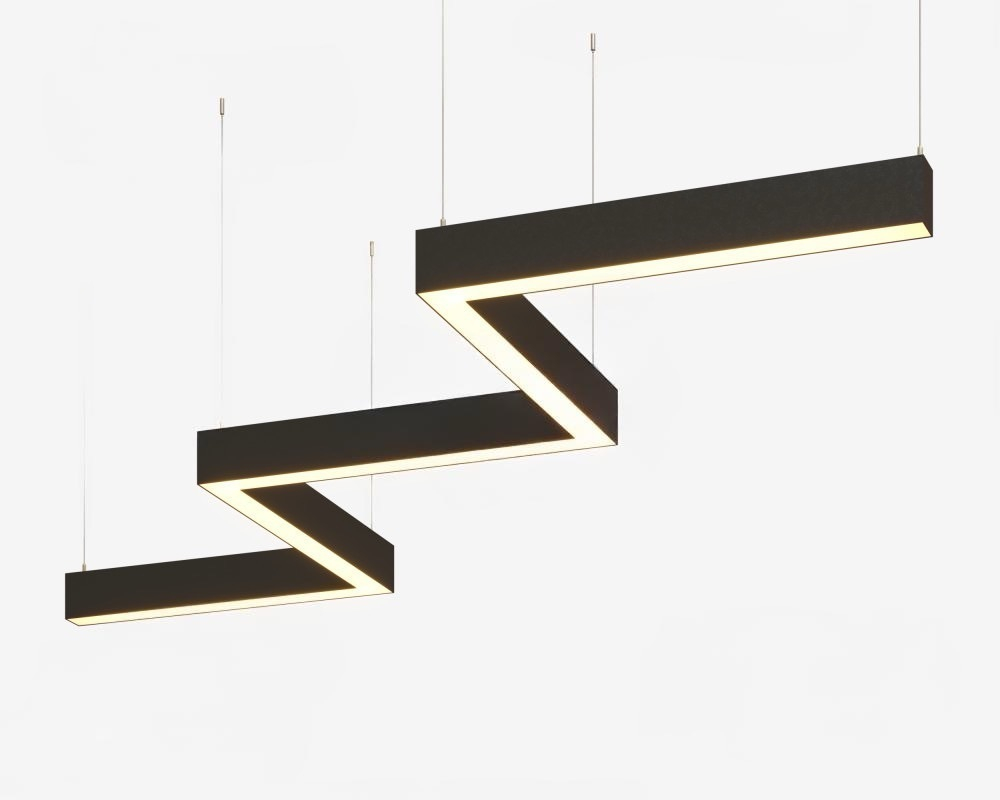 Подвесной LED светильник "ЗигЗаг" LP85-STEPS-L90-5S890 (сегмент 890 мм) 115Вт 3000К 10580Лм черный 3098х665х80мм DIOLUM