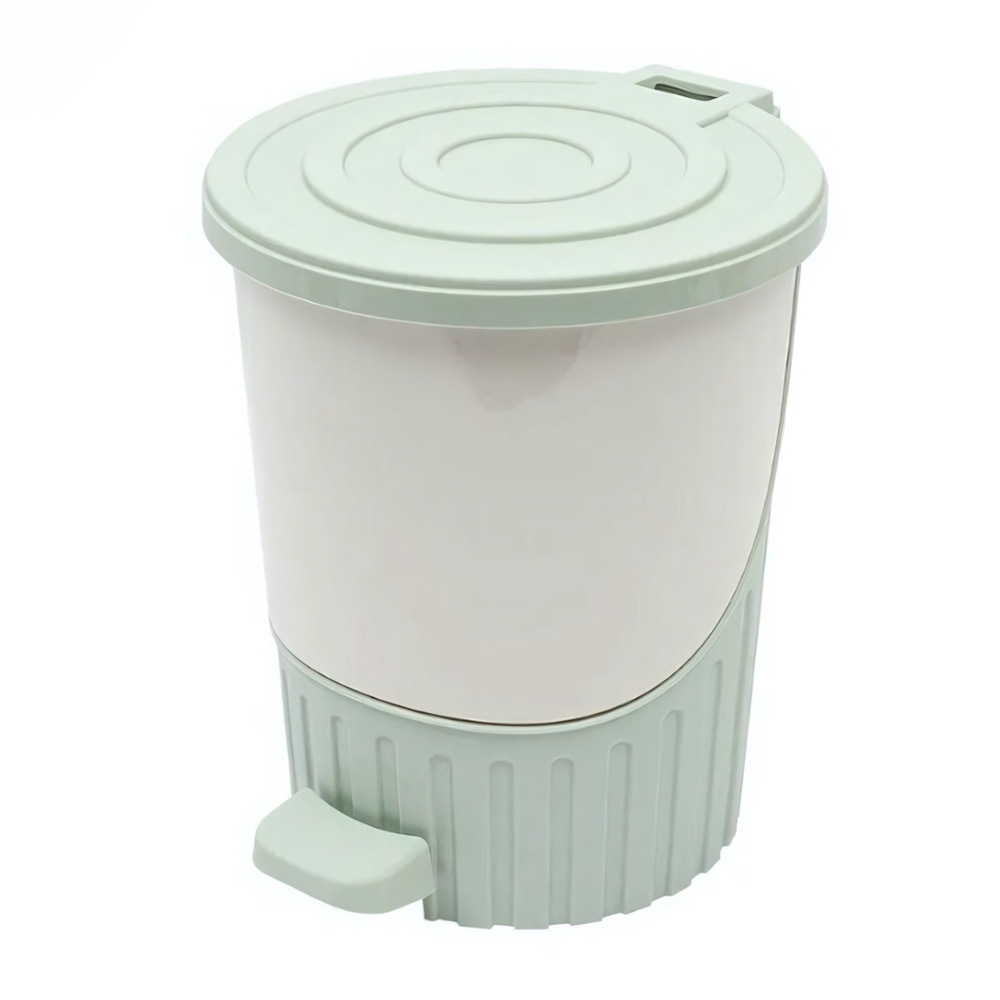 Мусорное ведро с педалью "Круги" 14 лт ментол-белый