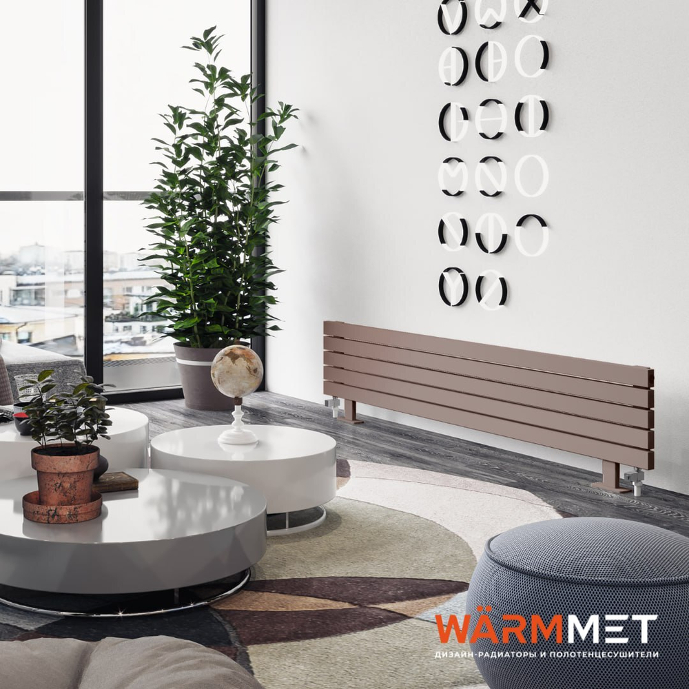 Радиатор WARMMET водяной напольный горизонтальный Flat 60 НN (W) НЕСТАНДАРТНЫЕ ЦВЕТА RAL+АПолимер)
